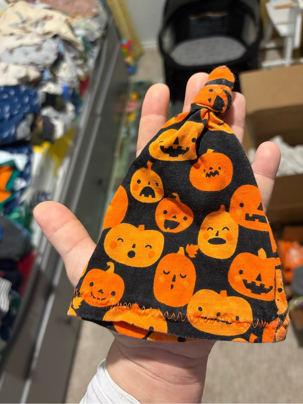 Kids Halloween Pumpkin Knot Hat - Orange & Black
